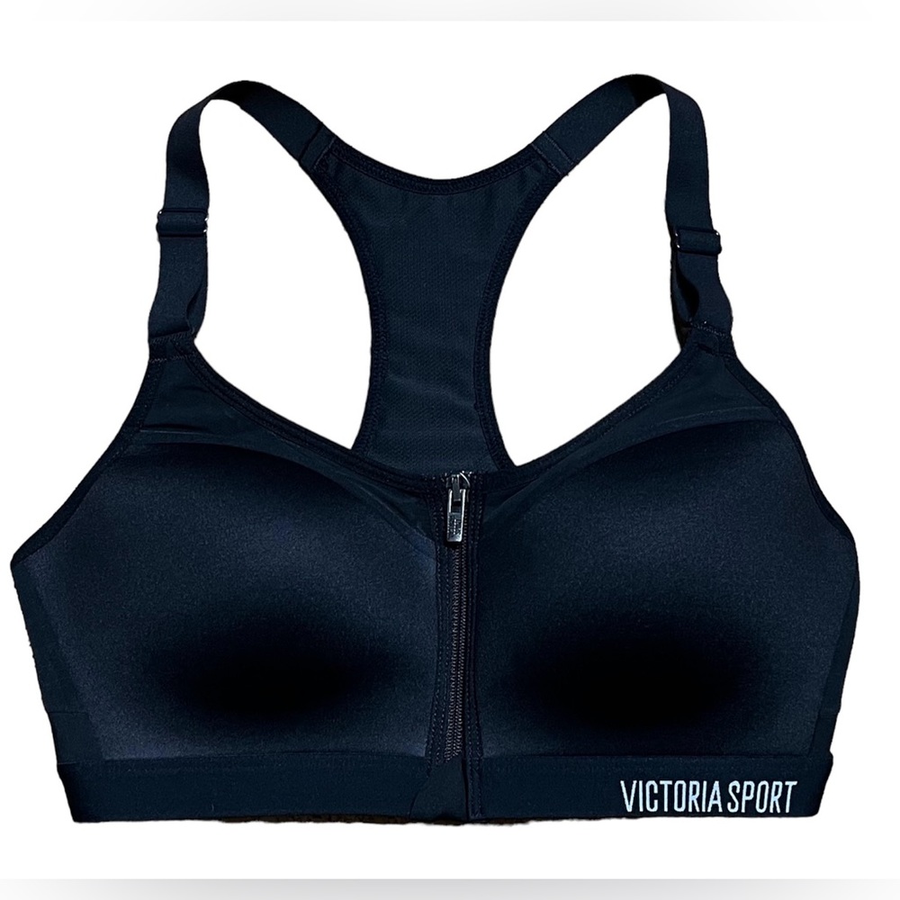 Victoria’s Secret / Victoria’s Sport Black Zip Front Racerback Sports Bra Sz 34C